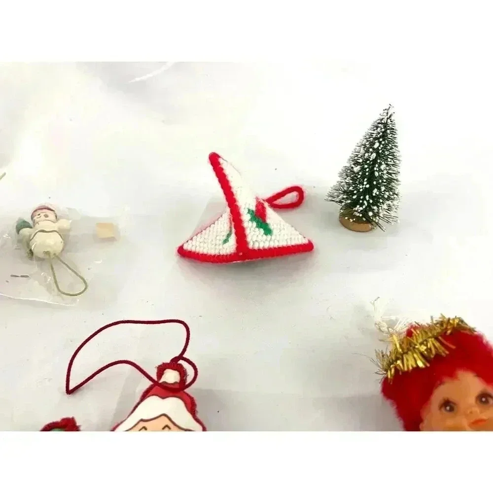10x‎ VTG Holiday Ornaments Christmas Snowman Santa Plane Dolls Decor 1990s
